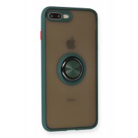 Newface iPhone 8 Plus Kılıf Montreal Yüzüklü Silikon Kapak - Yeşil