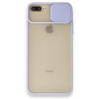 Newface iPhone 8 Plus Kılıf Palm Buzlu Kamera Sürgülü Silikon - Lila