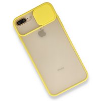 Newface iPhone 8 Plus Kılıf Palm Buzlu Kamera Sürgülü Silikon - Sarı