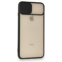 Newface iPhone 8 Plus Kılıf Palm Buzlu Kamera Sürgülü Silikon - Siyah