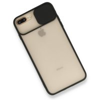 Newface iPhone 8 Plus Kılıf Palm Buzlu Kamera Sürgülü Silikon - Siyah