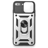 Newface iPhone 8 Plus Kılıf Pars Lens Yüzüklü Silikon - Gümüş