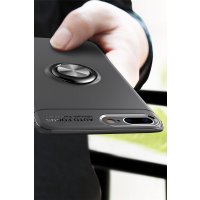 Newface iPhone 8 Plus Kılıf Range Yüzüklü Silikon - Siyah-Mavi