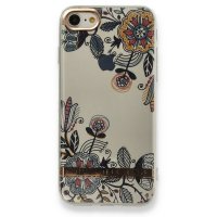 Newface iPhone SE 2020 Kılıf Çiçekli Silikon - Siyah