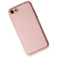 Newface iPhone SE 2020 Kılıf Coco Deri Silikon Kapak - Pudra