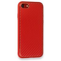 Newface iPhone SE 2020 Kılıf Coco Karbon Silikon - Kırmızı