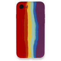 Newface iPhone SE 2020 Kılıf Ebruli Lansman Silikon - Kırmızı-Mor