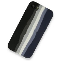 Newface iPhone SE 2020 Kılıf Ebruli Lansman Silikon - Siyah-Lacivert