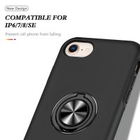 Newface iPhone SE 2020 Kılıf Elit Yüzüklü Kapak - Siyah