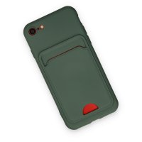 Newface iPhone SE 2020 Kılıf Kelvin Kartvizitli Silikon - Koyu Yeşil