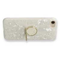 Newface iPhone SE 2020 Kılıf Marble Yüzüklü Silikon - Beyaz