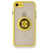 Newface iPhone SE 2020 Kılıf Montreal Yüzüklü Silikon Kapak - Sarı