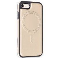 Newface iPhone SE 2020 Kılıf Ozzi Magsafe Deri Kapak - Natural Grey