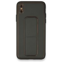 Newface iPhone X Kılıf Coco Deri Standlı Kapak - Füme