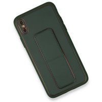 Newface iPhone X Kılıf Coco Deri Standlı Kapak - Yeşil