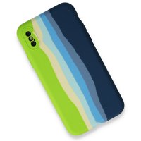 Newface iPhone X Kılıf Ebruli Lansman Silikon - Yeşil-Koyu Yeşil