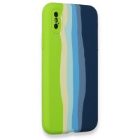 Newface iPhone X Kılıf Ebruli Lansman Silikon - Yeşil-Koyu Yeşil