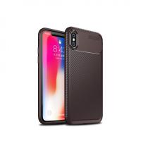 Newface iPhone X Kılıf Focus Karbon Silikon - Kahverengi