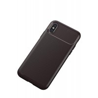 Newface iPhone X Kılıf Focus Karbon Silikon - Kahverengi