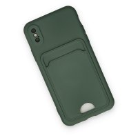 Newface iPhone X Kılıf Kelvin Kartvizitli Silikon - Koyu Yeşil