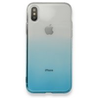 Newface iPhone X Kılıf Lüx Çift Renkli Silikon - Turkuaz