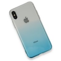 Newface iPhone X Kılıf Lüx Çift Renkli Silikon - Turkuaz
