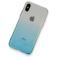 Newface iPhone X Kılıf Lüx Çift Renkli Silikon - Turkuaz