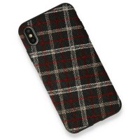 Newface iPhone X Kılıf Ottoman Kumaş Silikon - Ekose