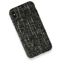Newface iPhone XS Max Kılıf Ottoman Kumaş Silikon - Siyah