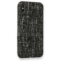 Newface iPhone X Kılıf Ottoman Kumaş Silikon - Siyah
