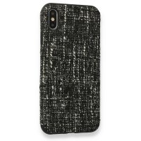 Newface iPhone XS Max Kılıf Ottoman Kumaş Silikon - Siyah
