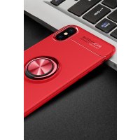 Newface iPhone X Kılıf Range Yüzüklü Silikon - Kırmızı