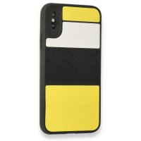 Newface iPhone X Kılıf Sky Deri Silikon - Sarı