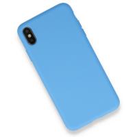 Newface iPhone XS Kılıf Nano içi Kadife Silikon - Mavi