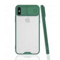 Newface iPhone X Kılıf Platin Kamera Koruma Silikon - Yeşil