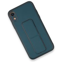 Newface iPhone XR Kılıf Coco Deri Standlı Kapak - Mavi
