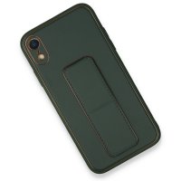 Newface iPhone XR Kılıf Coco Deri Standlı Kapak - Yeşil