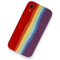Newface iPhone XR Kılıf Ebruli Lansman Silikon - Kırmızı-Mor