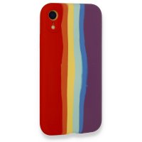 Newface iPhone XR Kılıf Ebruli Lansman Silikon - Kırmızı-Mor