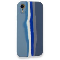Newface iPhone XR Kılıf Ebruli Lansman Silikon - Mavi-Gri