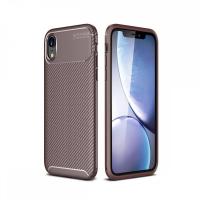 Newface iPhone XR Kılıf Focus Karbon Silikon - Kahverengi