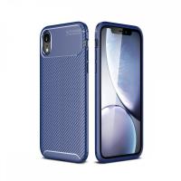 Newface iPhone XR Kılıf Focus Karbon Silikon - Lacivert