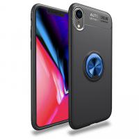 Newface iPhone XR Kılıf Range Yüzüklü Silikon - Siyah-Mavi