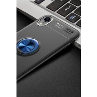 Newface iPhone XR Kılıf Range Yüzüklü Silikon - Siyah-Mavi