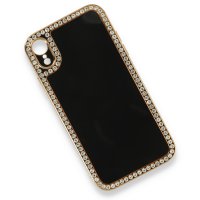 Newface iPhone XR Kılıf Solo Taşlı Silikon - Siyah