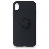 Newface iPhone XR Kılıf Viktor Yüzüklü Silikon - Siyah