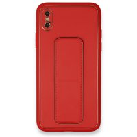 Newface iPhone XS Kılıf Coco Deri Standlı Kapak - Kırmızı