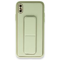 Newface iPhone XS Kılıf Coco Deri Standlı Kapak - Su Yeşili