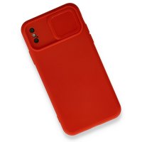 Newface iPhone XS Kılıf Color Lens Silikon - Kırmızı
