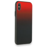 Newface iPhone XS Kılıf Grady Silikon - Kırmızı-Siyah